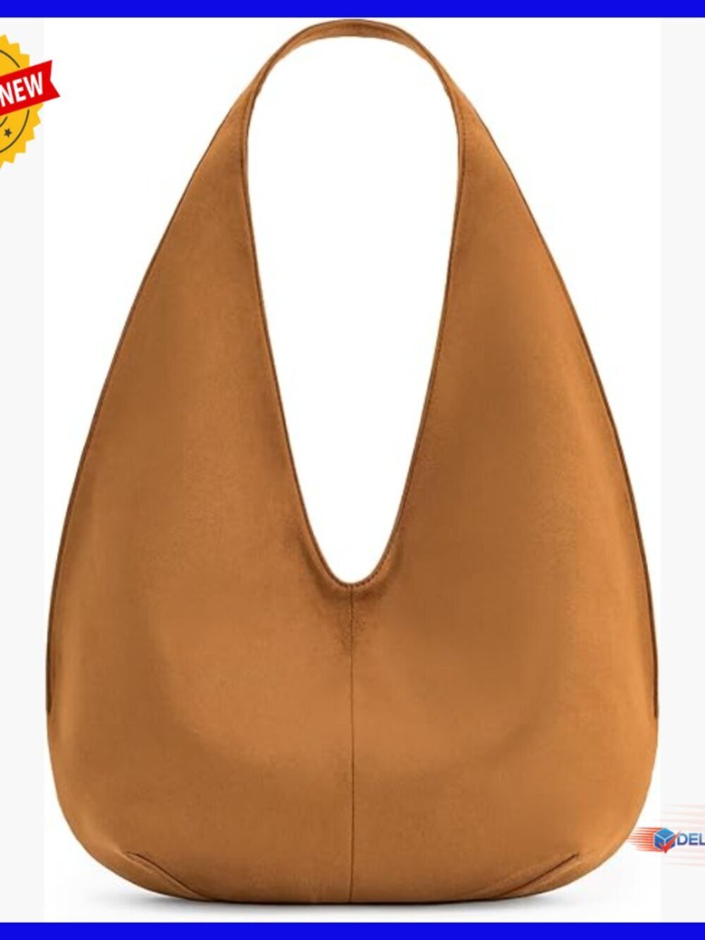 Faux Suede Hobo Shoulder Bag with Magnetic Closure, Fits iPad Pro
